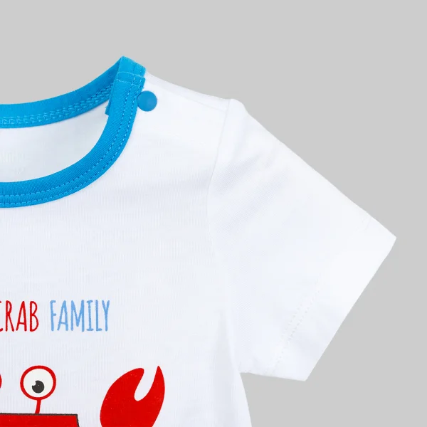 Bodysuit bé trai đùi Animo Ocean Friends VD0226002 (0-12M,Trắng - Xanh đậm)