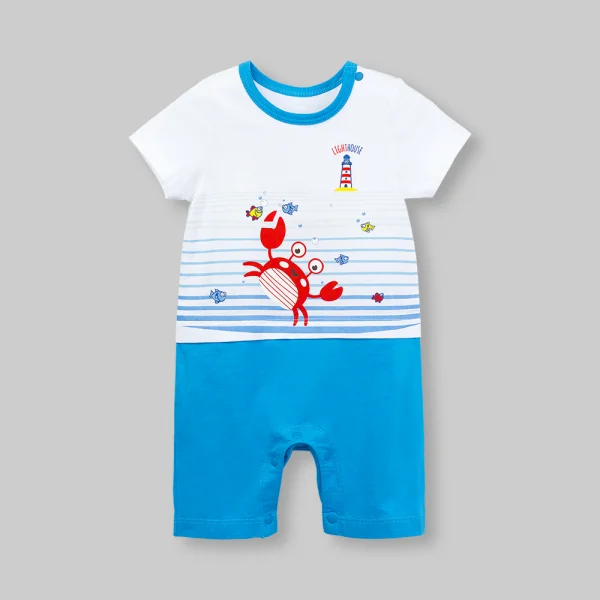 Bodysuit bé trai đùi Animo Ocean Friends VD0226003 (0-3M,Trắng - Xanh đậm,TT02)