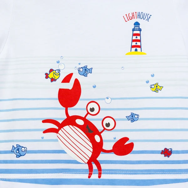 Bodysuit bé trai đùi Animo Ocean Friends VD0226003 (0-3M,Trắng - Xanh đậm,TT02)