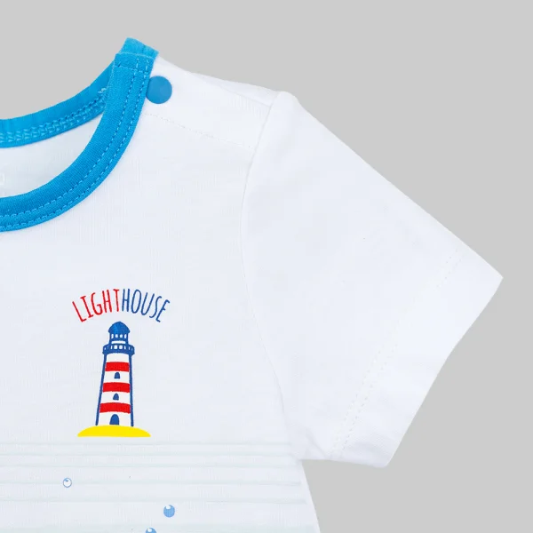 Bodysuit bé trai đùi Animo Ocean Friends VD0226003 (0-3M,Trắng - Xanh đậm,TT02)