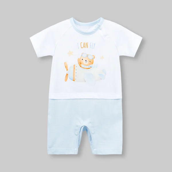 Bodysuit bé trai đùi Animo VD0126002 (0-12M,Trắng - xanh nhạt)