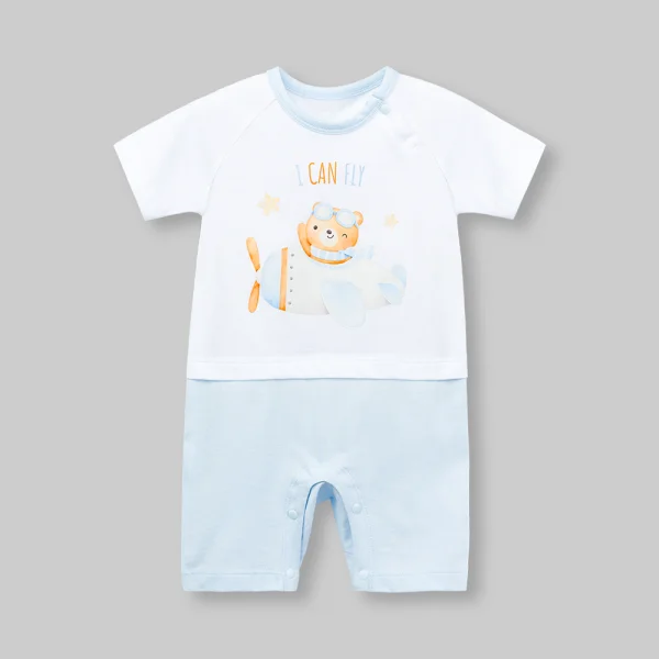 Bodysuit bé trai đùi Animo VD0126002 (0-12M,Trắng - xanh nhạt)