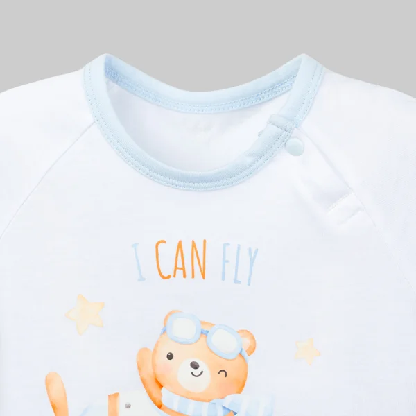 Bodysuit bé trai đùi Animo VD0126002 (0-12M,Trắng - xanh nhạt)
