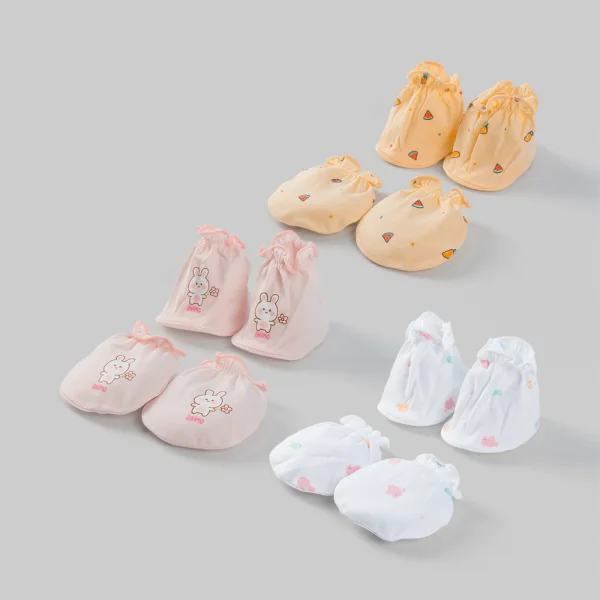 Set 6 bao tay chân bé gái thun Animo BA0126067 (NB, nhiều màu) *giao ngẫu nhiên