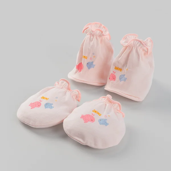 Set 6 bao tay chân bé gái thun Animo BA0126067 (NB, nhiều màu) *giao ngẫu nhiên