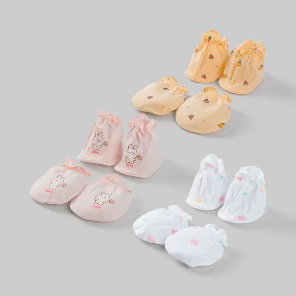 Set 6 bao tay chân bé gái thun Animo BA0126067 (NB, nhiều màu) *giao ngẫu nhiên
