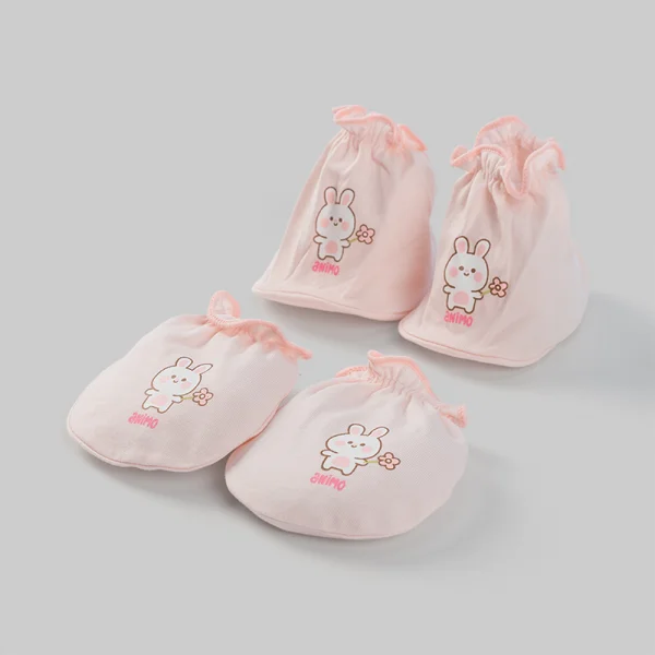 Set 6 bao tay chân bé gái thun Animo BA0126067 (NB, nhiều màu) *giao ngẫu nhiên