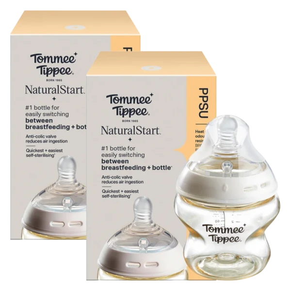 Combo 2 Bình Sữa PPSU Ty Siêu Mềm Tự Nhiên Tommee Tippee 150ml, Núm Ty Của Bình 0-3 Tháng