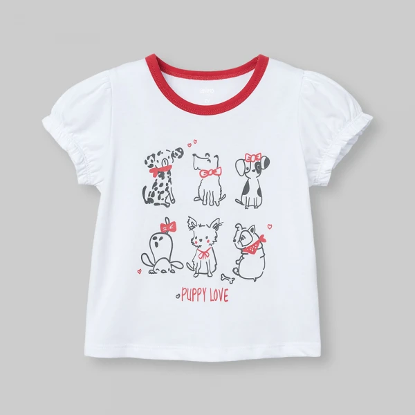 Bộ bé gái ngắn Animo Easy SU26 LU0626004 (1Y-4Y,Trắng-đỏ)