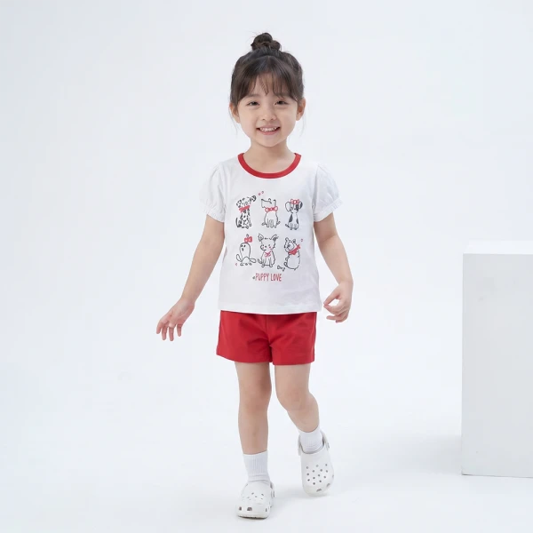 Bộ bé gái ngắn Animo Easy SU26 LU0626004 (1Y-4Y,Trắng-đỏ)