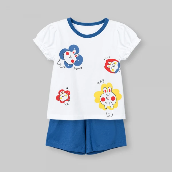 Bộ bé gái ngắn Animo Easy SU26 LU0826006 (1Y-4Y,Trắng-Navy)