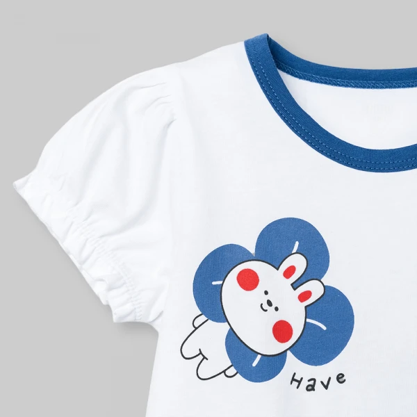 Bộ bé gái ngắn Animo Easy SU26 LU0826006 (1Y-4Y,Trắng-Navy)