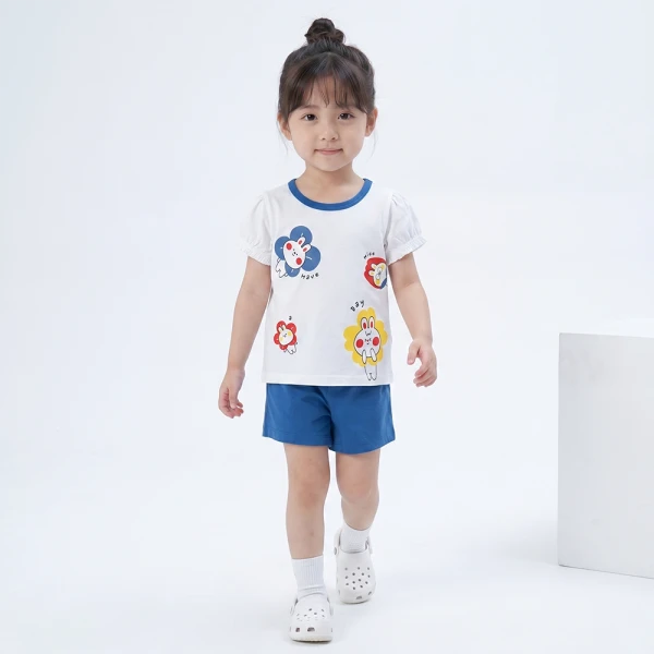 Bộ bé gái ngắn Animo Easy SU26 LU0826006 (1Y-4Y,Trắng-Navy)