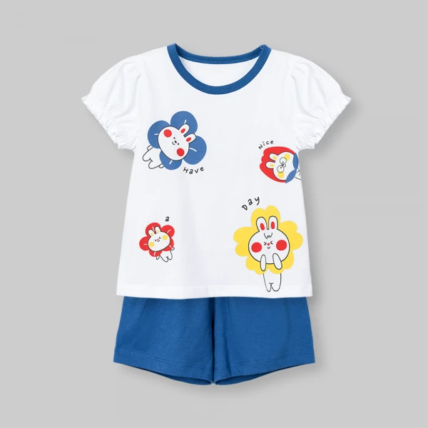 Bộ bé gái ngắn Animo Easy SU26 LU0826006 (1Y-4Y,Trắng-Navy)