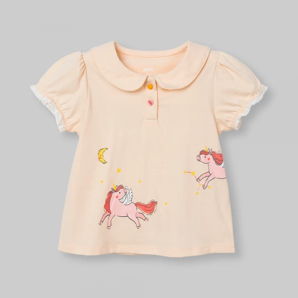 Bộ bé gái ngắn áo polo chân váy Animo LU0526084 (1Y-6Y,Kem-Dương)