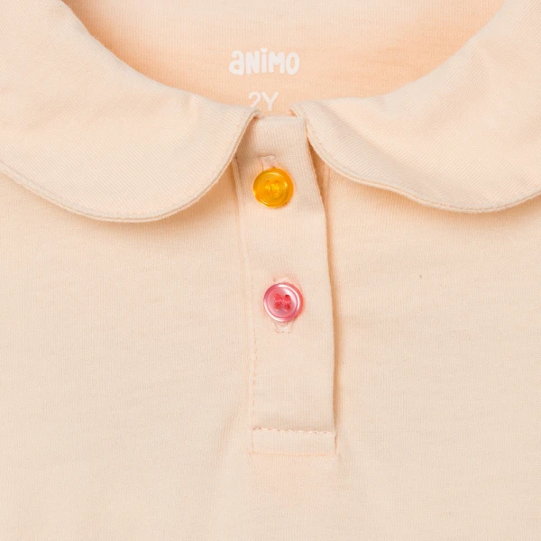Bộ bé gái ngắn áo polo chân váy Animo LU0526084 (1Y-6Y,Kem-Dương)