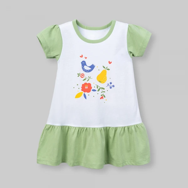 Đầm bé gái Animo Easy SU26 TX0626046 (1Y-4Y,Trắng-Lá)