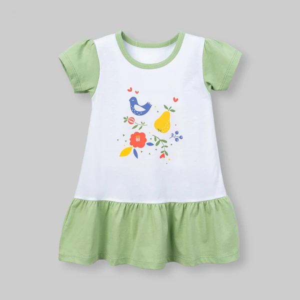 Đầm bé gái Animo Easy SU26 TX0626046 (1Y-4Y,Trắng-Lá)