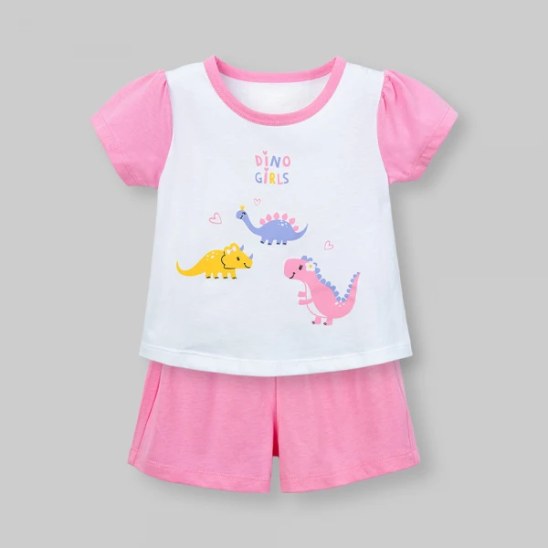 Bộ bé gái ngắn Animo Easy SU26 TX0626051 (1Y-4Y,Trắng-Hồng)