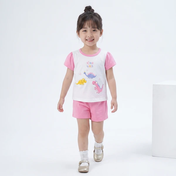 Bộ bé gái ngắn Animo Easy SU26 TX0626051 (1Y-4Y,Trắng-Hồng)
