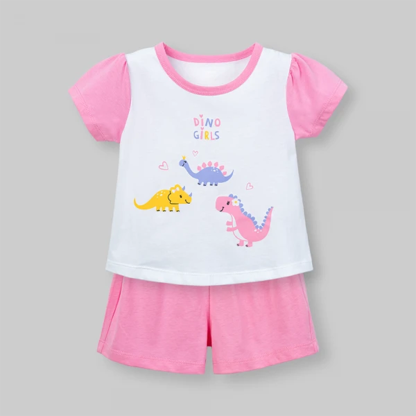 Bộ bé gái ngắn Animo Easy SU26 TX0626051 (1Y-4Y,Trắng-Hồng)