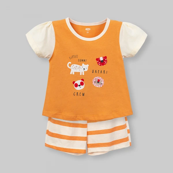 Bộ bé gái ngắn Animo Easy SU26 TX0626043 (1Y-4Y,Cam-Trắng)
