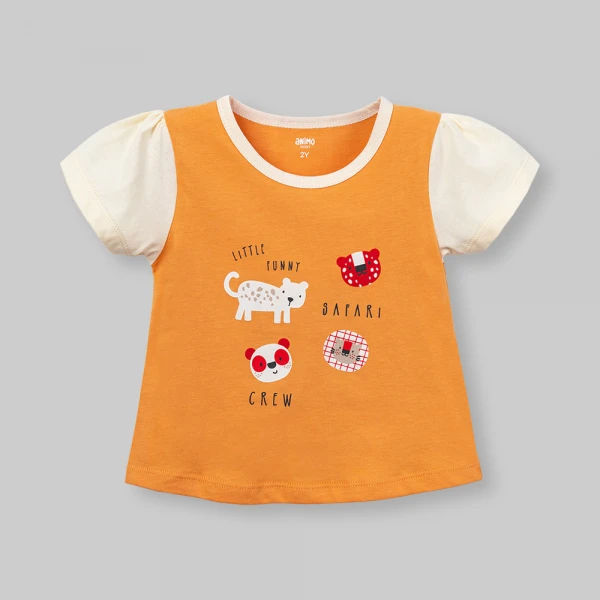 Bộ bé gái ngắn Animo Easy SU26 TX0626043 (1Y-4Y,Cam-Trắng)