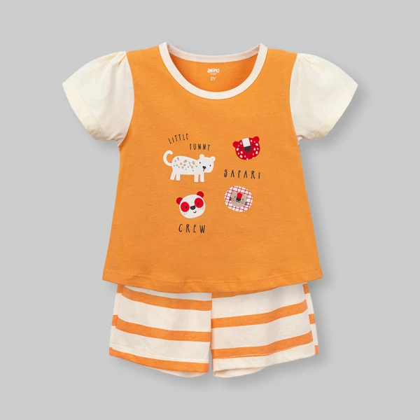 Bộ bé gái ngắn Animo Easy SU26 TX0626043 (1Y-4Y,Cam-Trắng)