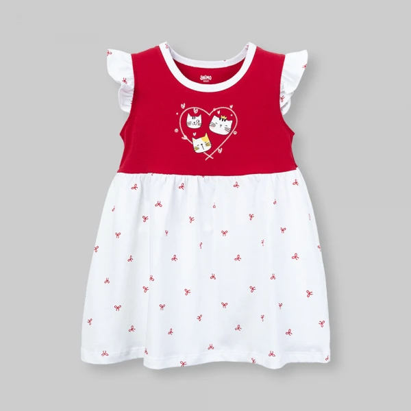 Đầm bé gái Animo Easy SU26 TX0526081 (1Y-4Y,Đỏ-Trắng)