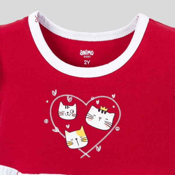 Đầm bé gái Animo Easy SU26 TX0526081 (1Y-4Y,Đỏ-Trắng)