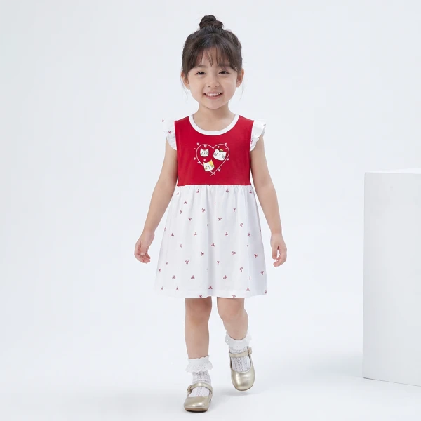 Đầm bé gái Animo Easy SU26 TX0526081 (1Y-4Y,Đỏ-Trắng)