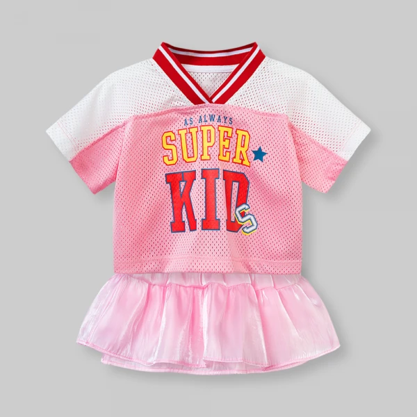 Bộ bé gái ngắn croptop Animo Champs SU26 TX0426051 (1Y-6Y,Hồng)