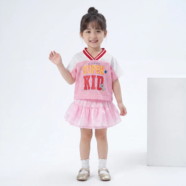 Bộ bé gái ngắn croptop Animo Champs SU26 TX0426051 (1Y-6Y,Hồng)