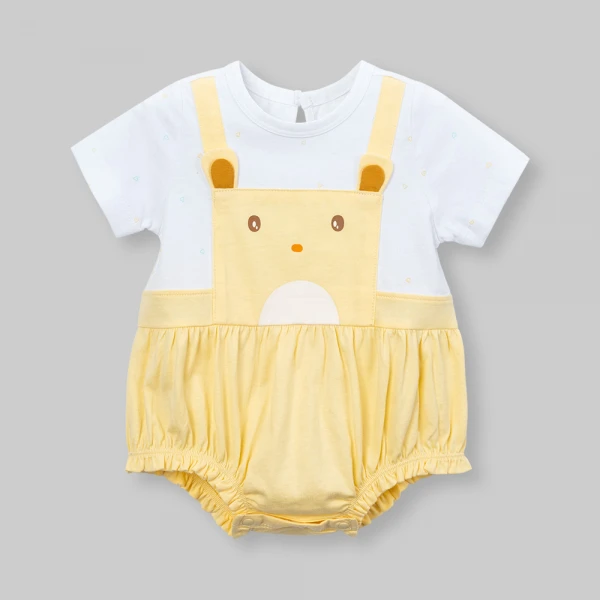 Bodysuit bé gái tam giác Animo champs_yellow VD0526007 (0-9M,Vàng nhạt-trắng)