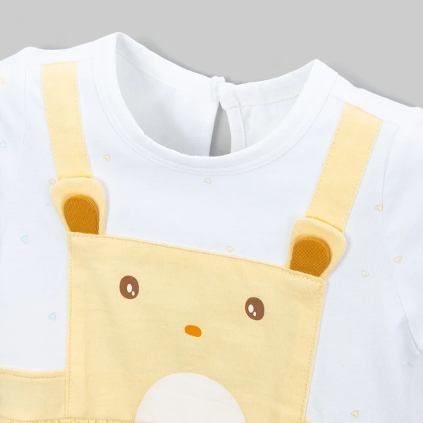 Bodysuit bé gái tam giác Animo champs_yellow VD0526007 (0-9M,Vàng nhạt-trắng)