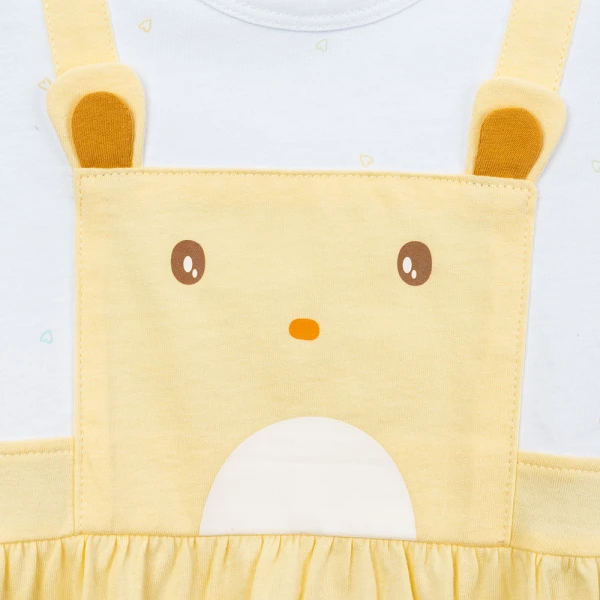 Bodysuit bé gái tam giác Animo champs_yellow VD0526007 (0-9M,Vàng nhạt-trắng)