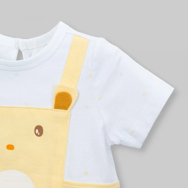 Bodysuit bé gái tam giác Animo champs_yellow VD0526007 (0-9M,Vàng nhạt-trắng)