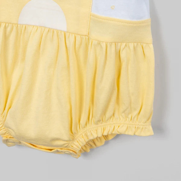 Bodysuit bé gái tam giác Animo champs_yellow VD0526007 (0-9M,Vàng nhạt-trắng)