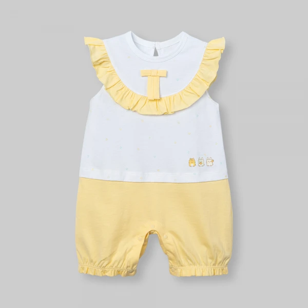 Bodysuit bé gái đùi Animo champs_yellow VD0526009 (0-12M,Trắng họa tiết-vàng)