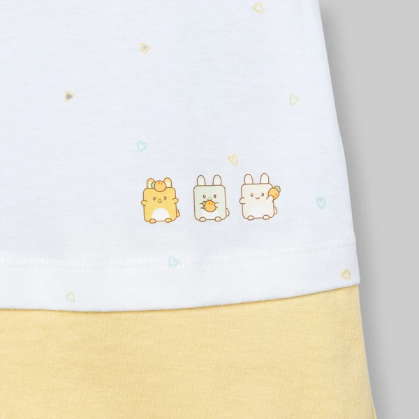 Bodysuit bé gái đùi Animo champs_yellow VD0526009 (0-12M,Trắng họa tiết-vàng)