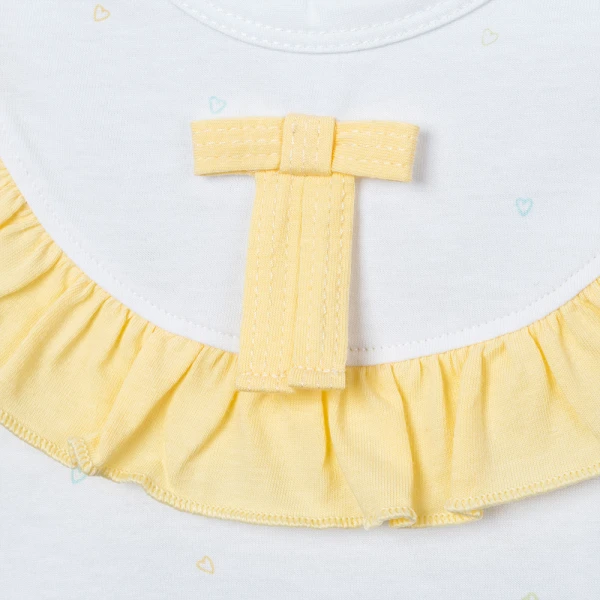 Bodysuit bé gái đùi Animo champs_yellow VD0526009 (0-12M,Trắng họa tiết-vàng)