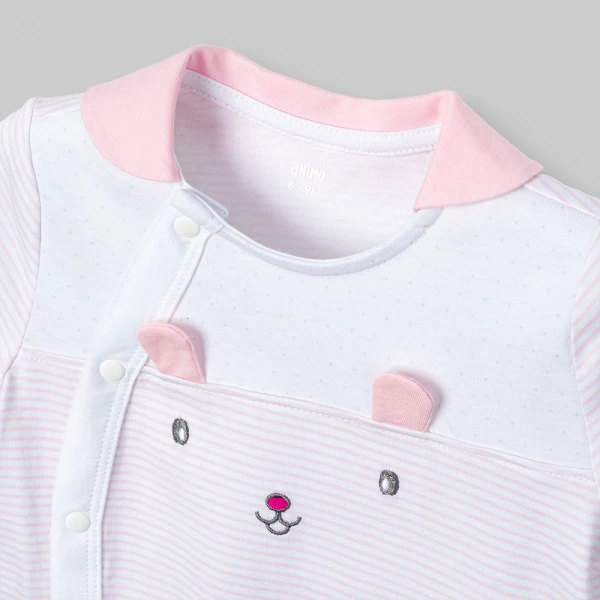 Bodysuit bé gái đùi Animo champs_pink VD0526010 (0-12M,Hồng nhạt-trắng)