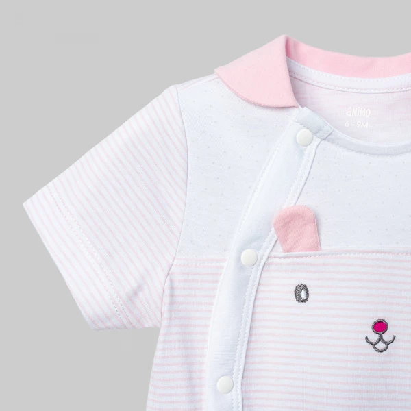 Bodysuit bé gái đùi Animo champs_pink VD0526010 (0-12M,Hồng nhạt-trắng)