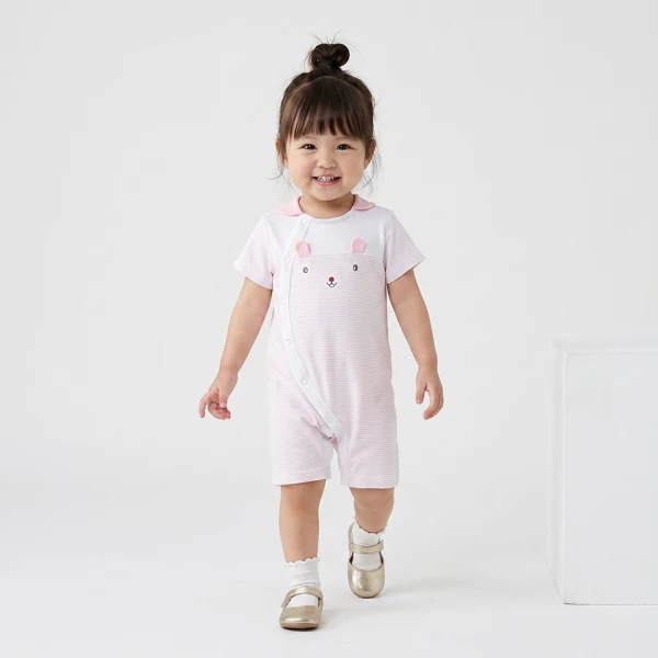 Bodysuit bé gái đùi Animo champs_pink VD0526010 (0-12M,Hồng nhạt-trắng)