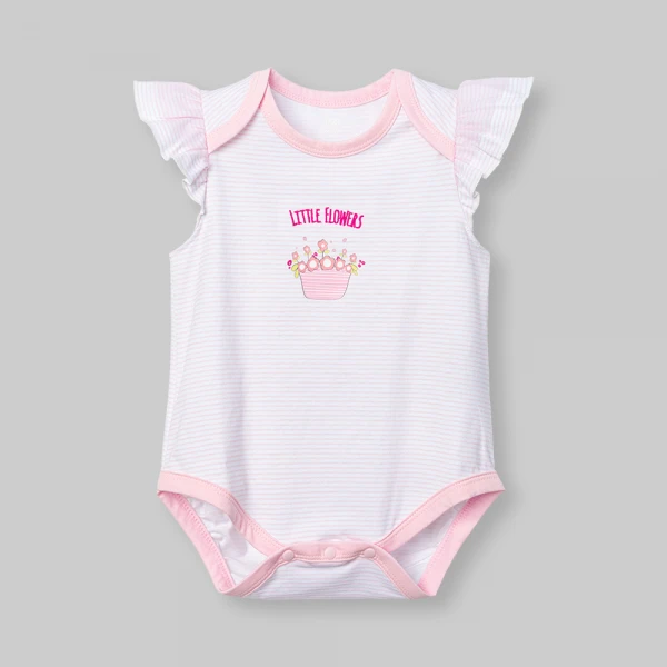 Bodysuit bé gái tam giác Animo champs_pink VD0526012 (0-9M,Trắng-hồng nhạt)