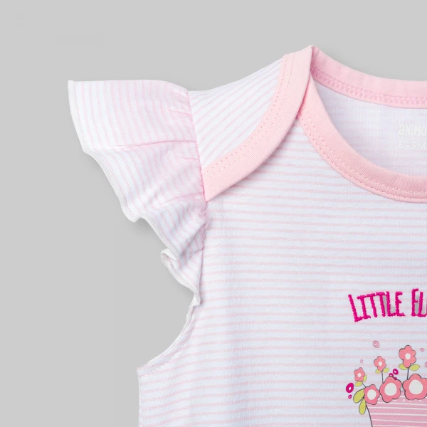 Bodysuit bé gái tam giác Animo champs_pink VD0526012 (0-9M,Trắng-hồng nhạt)