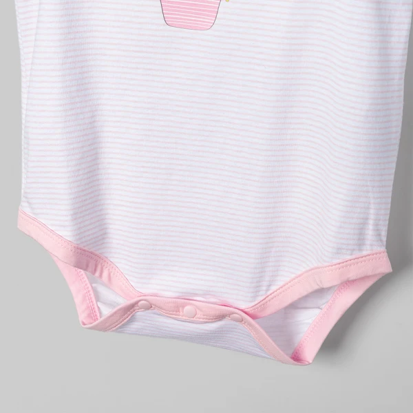 Bodysuit bé gái tam giác Animo champs_pink VD0526012 (0-9M,Trắng-hồng nhạt)