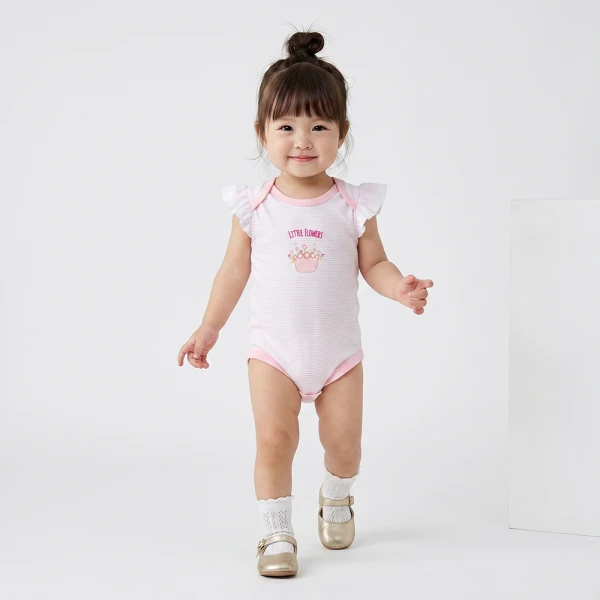 Bodysuit bé gái tam giác Animo champs_pink VD0526012 (0-9M,Trắng-hồng nhạt)