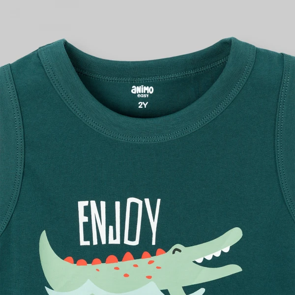 Bộ bé trai sát nách Animo Easy SU26 HN0526063 (1-4Y,Lá-Trắng)