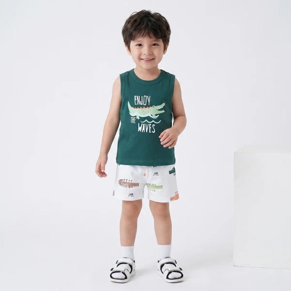 Bộ bé trai sát nách Animo Easy SU26 HN0526063 (1-4Y,Lá-Trắng)
